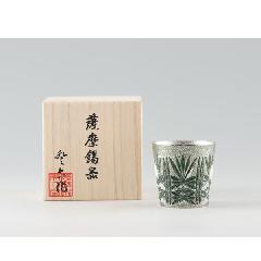 【鹿児島県指定伝統的工芸品】　薩摩錫器　切子グラス　緑