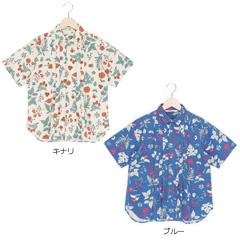 花柄ワイドタック5分袖シャツ