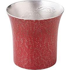 396-3　薩摩錫器　タンブラー桜島　赤