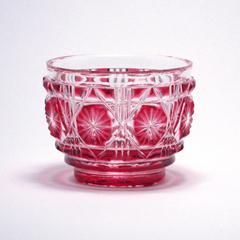 島津薩摩切子 猪口（金赤）〈C18〉